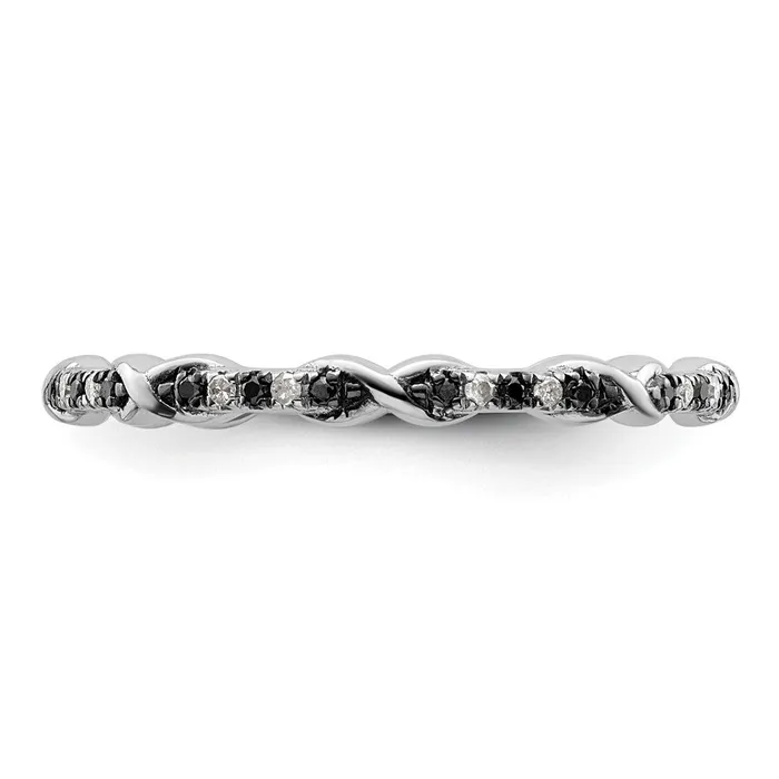 Goldia Sterling Silver Stackable Expressions Black u0026 White Diamond Ring Rings