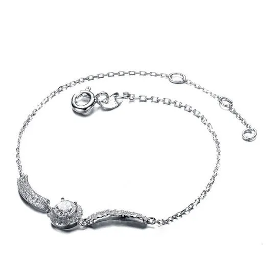 JMS always Bracelets Original Megan Walford Elegant Sterling Silver Round Clear Cubic Zirconia Chain Bracelet JMS always Bracelets Original Megan Walford Elegant Sterling Silver Round Clear Cubic Zirconia Chain Bracelet