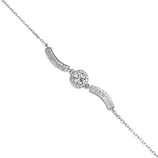 JMS always Bracelets Original Megan Walford Elegant Sterling Silver Round Clear Cubic Zirconia Chain Bracelet JMS always Bracelets Original Megan Walford Elegant Sterling Silver Round Clear Cubic Zirconia Chain Bracelet