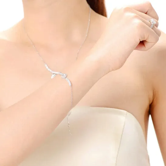 JMS always Bracelets Original Megan Walford Elegant Sterling Silver Round Clear Cubic Zirconia Chain Bracelet JMS always Bracelets Original Megan Walford Elegant Sterling Silver Round Clear Cubic Zirconia Chain Bracelet