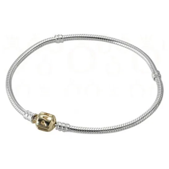 JMS always Bracelets Original Pandora Sterling Silver Bracelet with 14K Gold Pandora Snap Clasp 590702HG18 18cm 71 JMS always Bracelets Original Pandora Sterling Silver Bracelet with 14K Gold Pandora Snap Clasp 590702HG18 18cm 71