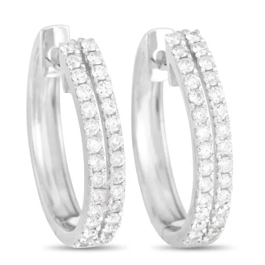 JMS always Earrings Original LB Exclusive 14K White Gold 100 ct Diamond Hoop Earrings