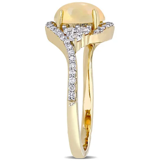 JMS always Rings Original Amour 10K Yellow Gold 1 CT TGW Ethiopian Yellow Opal and White Sapphire with 15 CT TDW Diamond Halo Ring JMS always Rings Original Amour 10K Yellow Gold 1 CT TGW Ethiopian Yellow Opal and White Sapphire with 15 CT TDW Diamond Halo Ring