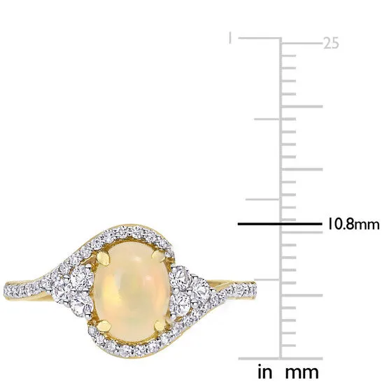 JMS always Rings Original Amour 10K Yellow Gold 1 CT TGW Ethiopian Yellow Opal and White Sapphire with 15 CT TDW Diamond Halo Ring JMS always Rings Original Amour 10K Yellow Gold 1 CT TGW Ethiopian Yellow Opal and White Sapphire with 15 CT TDW Diamond Halo Ring