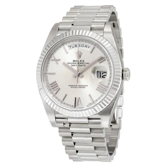 JMS always Rings Original Rolex DayDate 40 Silver Quadrant Motif Dial 18K White Gold President Automatic Mens Watch 228239SQRSP JMS always Rings Original Rolex DayDate 40 Silver Quadrant Motif Dial 18K White Gold President Automatic Mens Watch 228239SQRSP