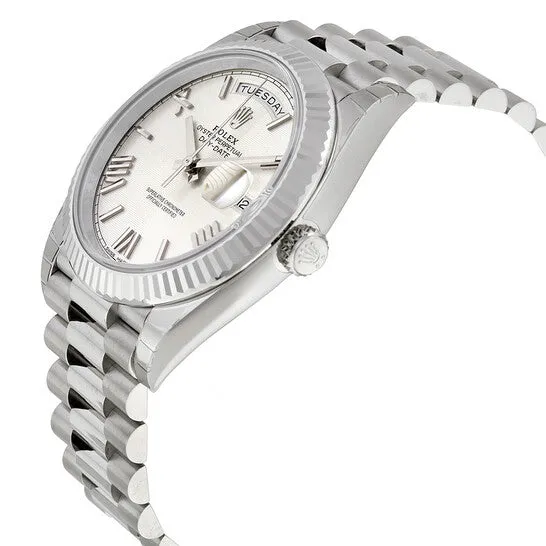JMS always Rings Original Rolex DayDate 40 Silver Quadrant Motif Dial 18K White Gold President Automatic Mens Watch 228239SQRSP JMS always Rings Original Rolex DayDate 40 Silver Quadrant Motif Dial 18K White Gold President Automatic Mens Watch 228239SQRSP