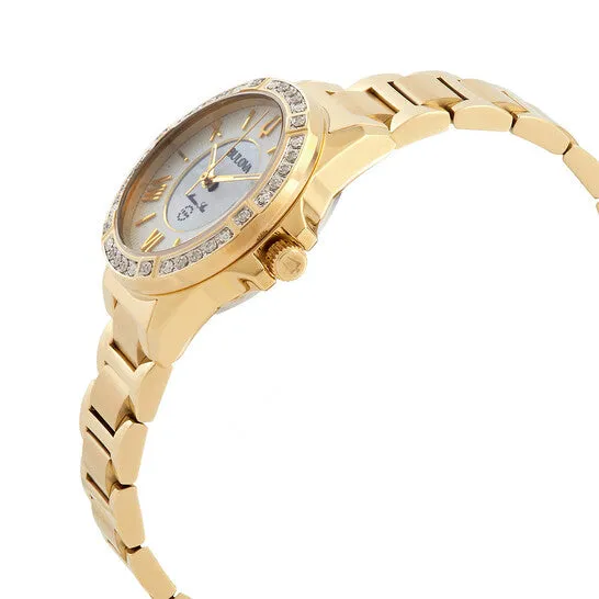 JMS always Watches Original Bulova Marine Star Quartz Crystal White Dial Ladies Watch 98R294