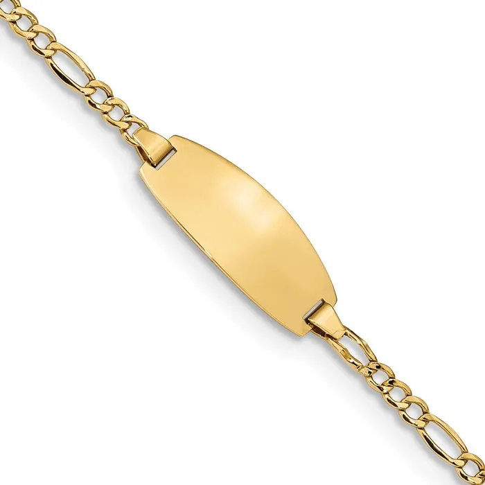 MDS Bracelets 14k SemiSolid Oval Figaro ID Bracelet
