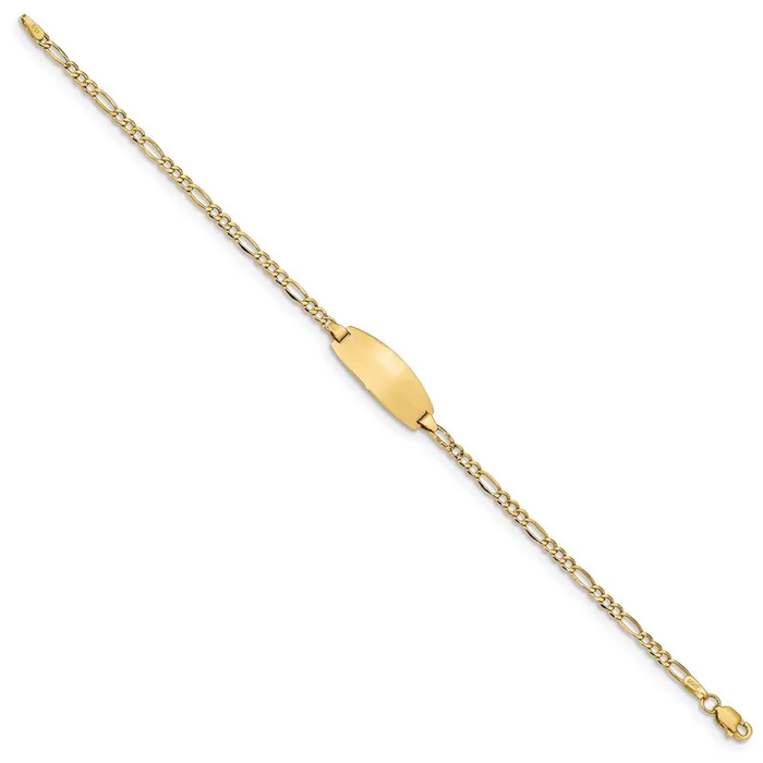 MDS Bracelets 14k SemiSolid Oval Figaro ID Bracelet MDS Bracelets 14k SemiSolid Oval Figaro ID Bracelet