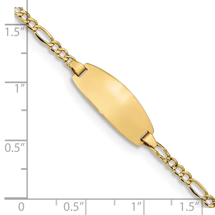 MDS Bracelets 14k SemiSolid Oval Figaro ID Bracelet MDS Bracelets 14k SemiSolid Oval Figaro ID Bracelet