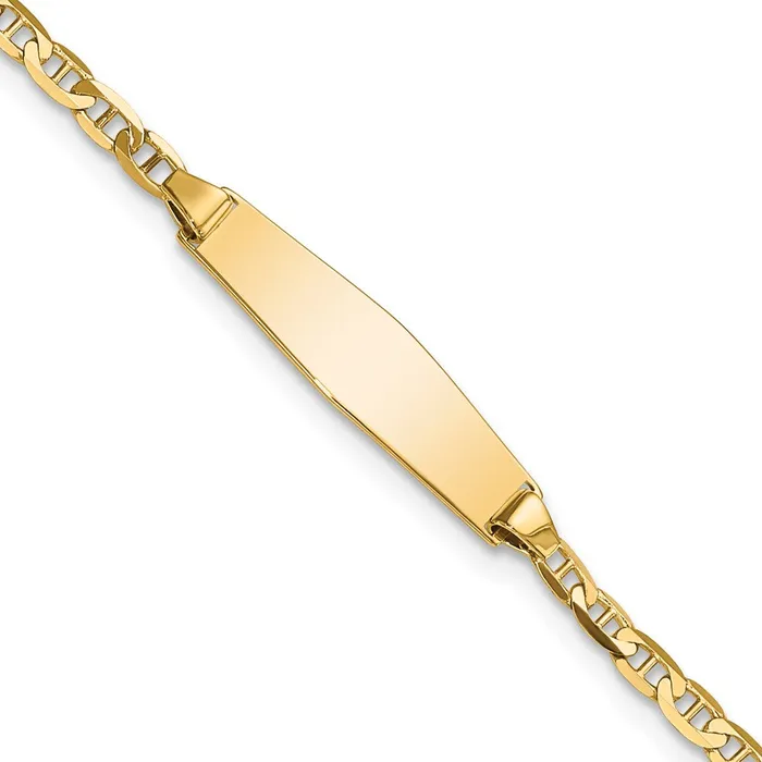 MDS Bracelets 14k Semisolid Soft Diamond Shape Anchor ID Bracelet