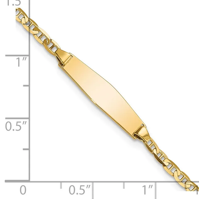 MDS Bracelets 14k Semisolid Soft Diamond Shape Anchor ID Bracelet MDS Bracelets 14k Semisolid Soft Diamond Shape Anchor ID Bracelet