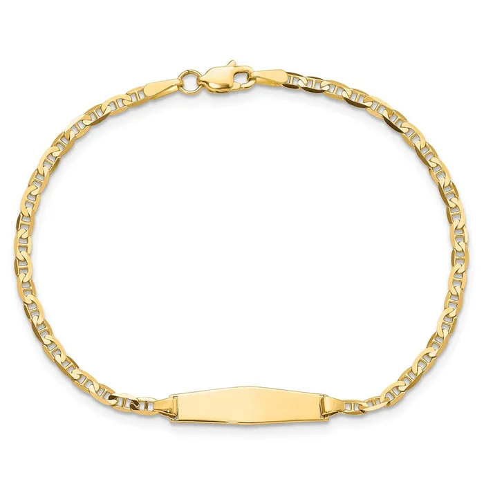 MDS Bracelets 14k Semisolid Soft Diamond Shape Anchor ID Bracelet MDS Bracelets 14k Semisolid Soft Diamond Shape Anchor ID Bracelet