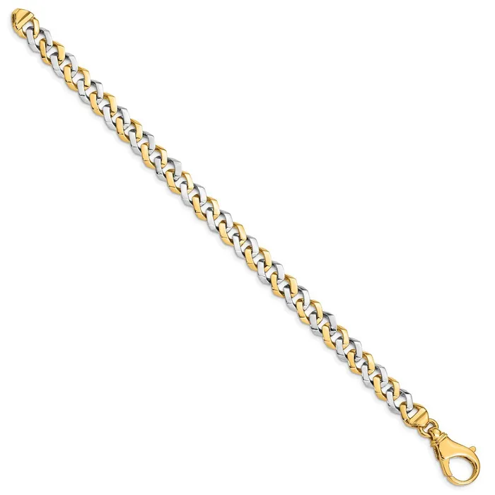MDS Bracelets Solid 14K Twotone Gold 8 inch 8mm Hand Polished Fancy Link with Fancy Lobster Clasp Bracelet MDS Bracelets Solid 14K Twotone Gold 8 inch 8mm Hand Polished Fancy Link with Fancy Lobster Clasp Bracelet