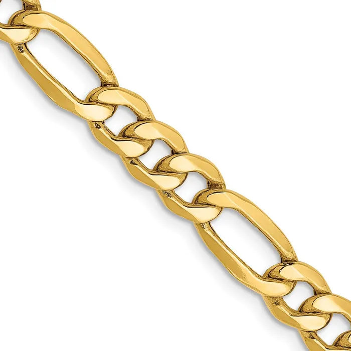 MDS Necklaces 14K Yellow Gold 24 inch 625mm SemiSolid Figaro with Lobster Clasp Chain Necklace