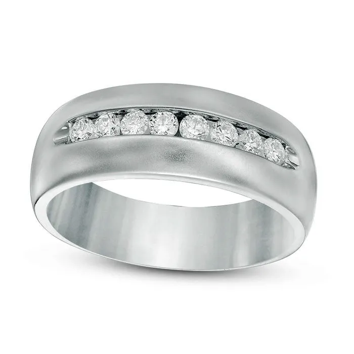 Mens 038 CT TW Natural Diamond MultiStone Wedding Band in Solid 14K White Gold Goldia Rings Mens 038 CT TW Natural Diamond MultiStone Wedding Band in Solid 14K White Gold Goldia Rings