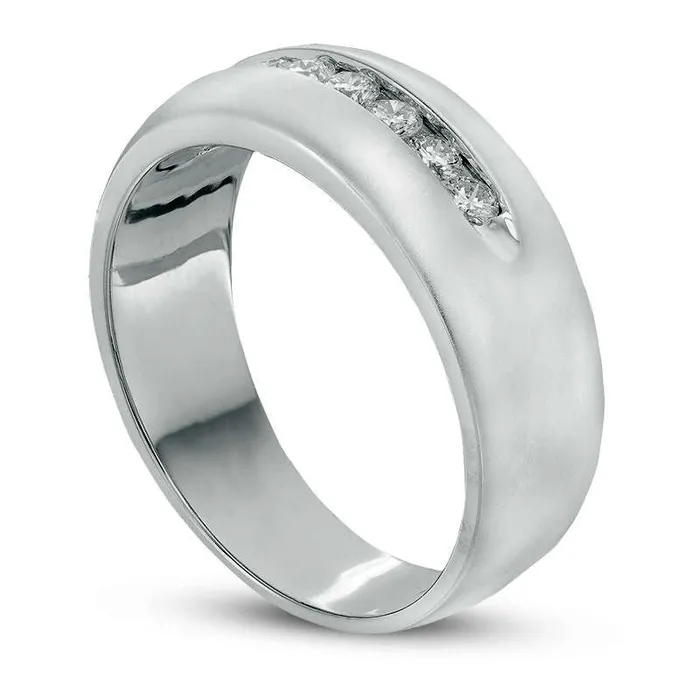 Mens 038 CT TW Natural Diamond MultiStone Wedding Band in Solid 14K White Gold Goldia Rings Mens 038 CT TW Natural Diamond MultiStone Wedding Band in Solid 14K White Gold Goldia Rings