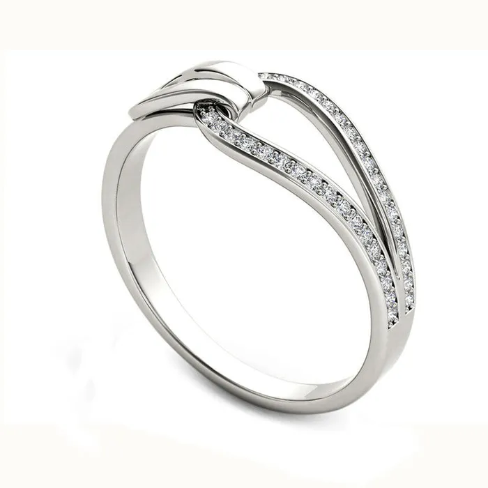 Natural Diamond Accent Buckle Ring in Solid 10K White Gold Goldia Rings Natural Diamond Accent Buckle Ring in Solid 10K White Gold Goldia Rings