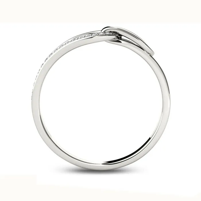 Natural Diamond Accent Buckle Ring in Solid 10K White Gold Goldia Rings Natural Diamond Accent Buckle Ring in Solid 10K White Gold Goldia Rings