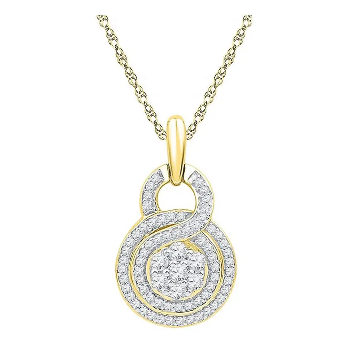 Necklaces gndatlanta 10k Yellow Gold Round Diamond Cluster Pendant 12 Cttw