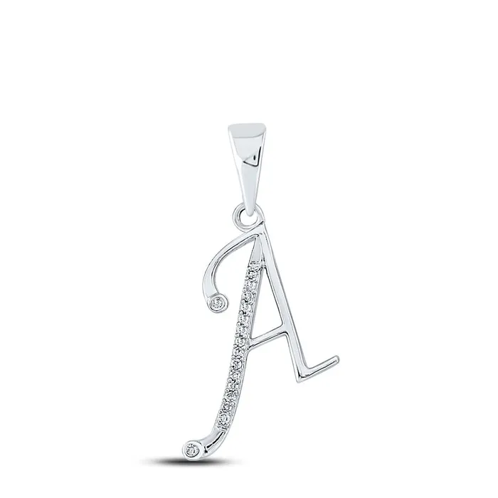 Necklaces gndatlanta 14k White Gold Round Diamond A Initial Letter Pendant 112 Cttw