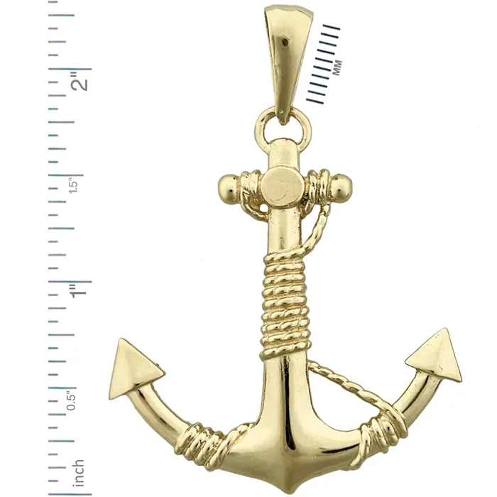 Necklaces Goldia 14K Gold 3D Ship Anchor and Sailor Rope Pendant