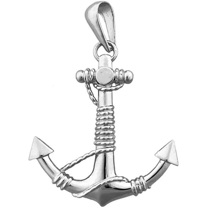 Necklaces Goldia 14K Gold 3D Ship Anchor and Sailor Rope Pendant