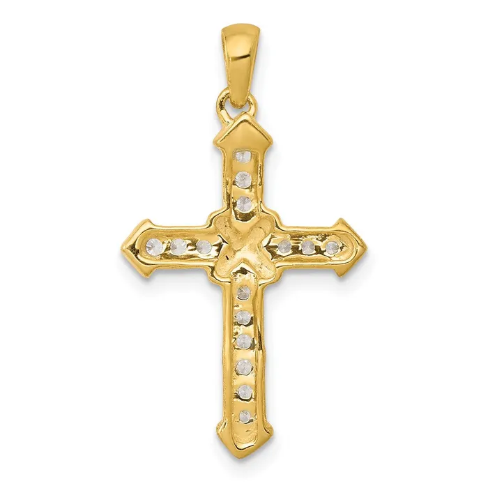 Necklaces Goldia 14K Yellow Gold Passion Real Diamond Cross Pendant
