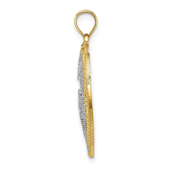 Necklaces Goldia 14k Yellow u0026 Rhodium Gold wRhodium CutOut and Beaded Filigree Heart wCross Charm