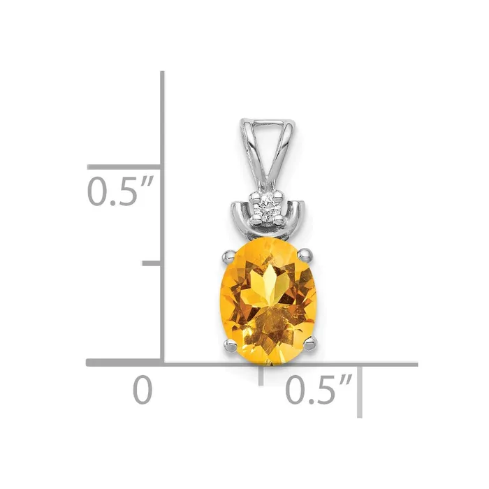 Necklaces Goldiacom 14k White Gold 8x6mm Oval Citrine VS Diamond Pendant