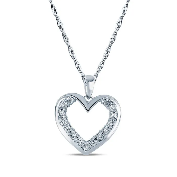 Necklaces Goldia Natural Diamond Accent Heart Pendant in Sterling Silver