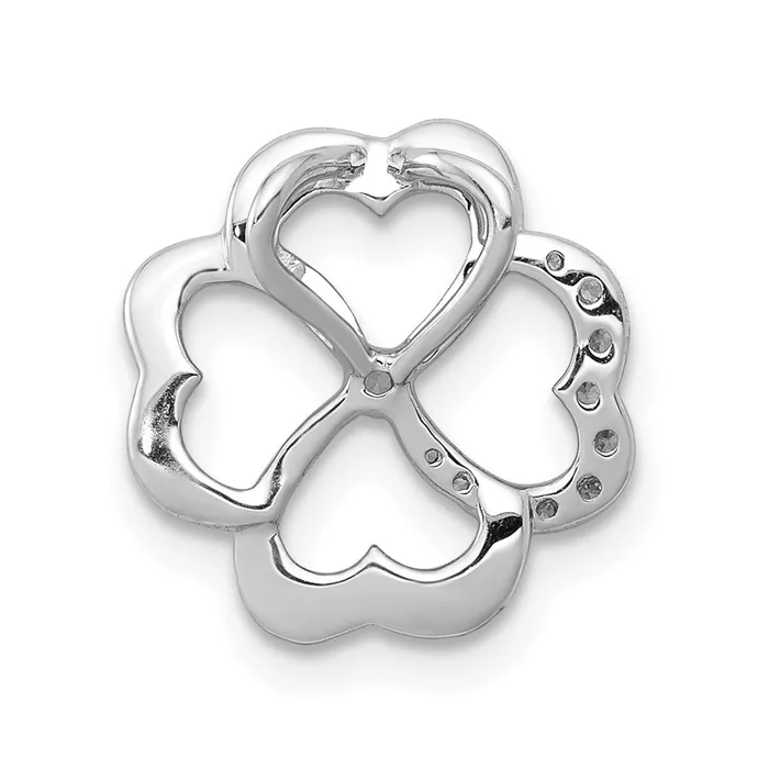 Necklaces Goldia Solid 14k White Gold 115ct Simulated CZ Four Leaf Clover Chain Slide