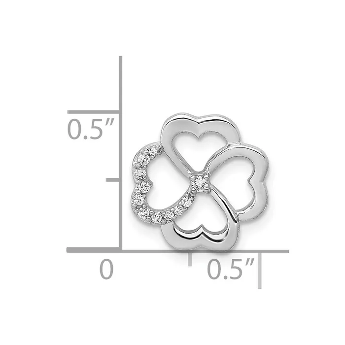 Necklaces Goldia Solid 14k White Gold 115ct Simulated CZ Four Leaf Clover Chain Slide