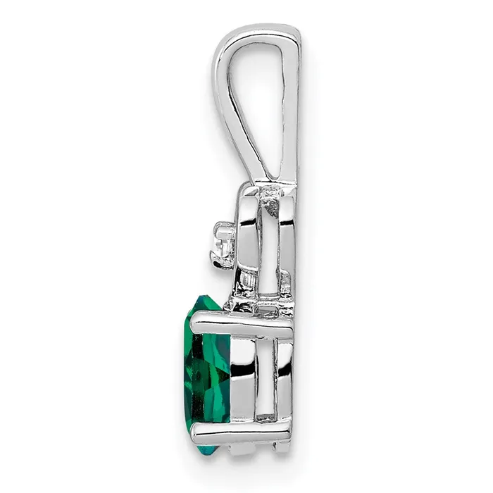 Necklaces Goldia Sterling Silver Rhodiumplated Created Emerald u0026 Diamond Pendant