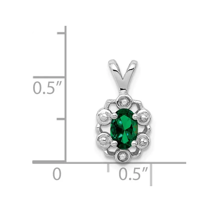 Necklaces Goldia Sterling Silver Rhodiumplated Created Emerald u0026 Diamond Pendant