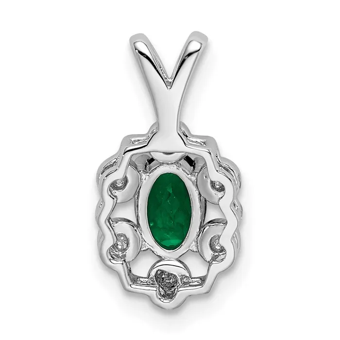 Necklaces Goldia Sterling Silver Rhodiumplated Created Emerald u0026 Diamond Pendant
