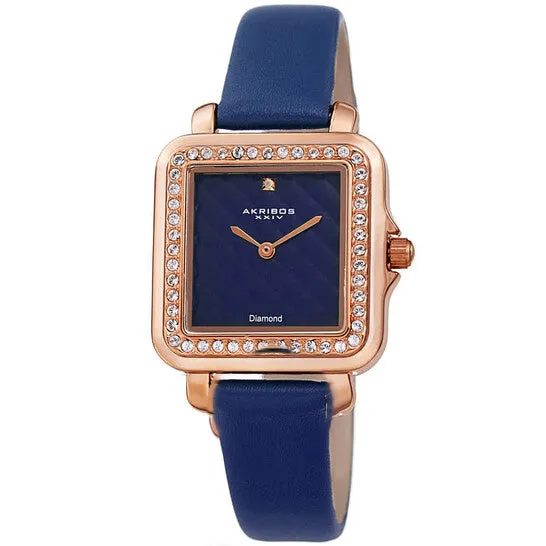 Original Akribos XXIV Quartz Diamond Blue Dial Ladies Watch AK1106BU JMS always Watches