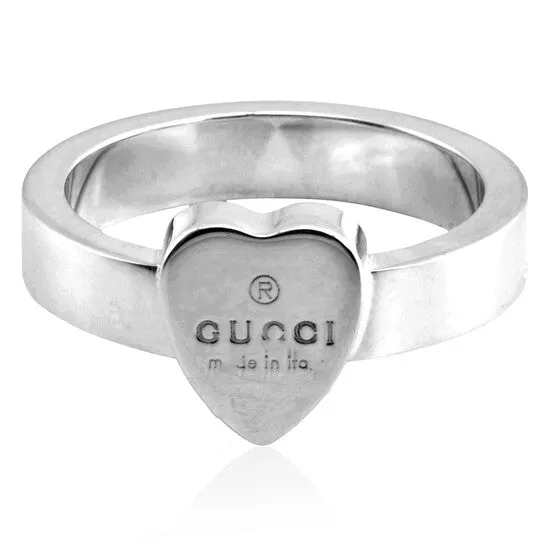 Original Gucci Sterling Silver Heart Pendant Trademark Ring JMS always Rings Original Gucci Sterling Silver Heart Pendant Trademark Ring JMS always Rings