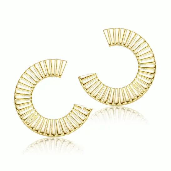Original Rachel Glauber 14k Gold Plated Ribbed Open Circle Drop Earrings JMS always Earrings
