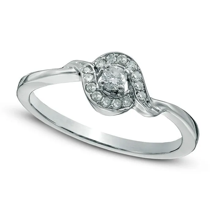 Rings 013 CT TW Natural Diamond Swirl Frame Bypass Promise Ring in Solid 10K White Gold Goldia Rings 013 CT TW Natural Diamond Swirl Frame Bypass Promise Ring in Solid 10K White Gold Goldia
