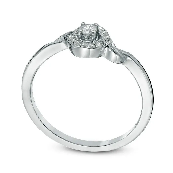 Rings 013 CT TW Natural Diamond Swirl Frame Bypass Promise Ring in Solid 10K White Gold Goldia Rings 013 CT TW Natural Diamond Swirl Frame Bypass Promise Ring in Solid 10K White Gold Goldia