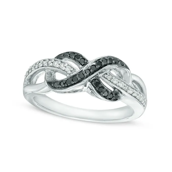 Rings 020 CT TW Enhanced Black and White Natural Diamond Sideways Infinity Ring in Sterling Silver Size 7 Goldia Rings 020 CT TW Enhanced Black and White Natural Diamond Sideways Infinity Ring in Sterling Silver Size 7 Goldia