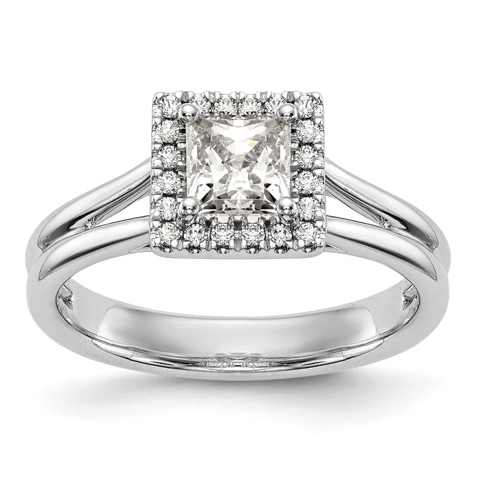 Rings 075ct CZ Solid Real 14K White Gold Princess Halo Split Shank Engagement Ring Goldia Rings 075ct CZ Solid Real 14K White Gold Princess Halo Split Shank Engagement Ring Goldia