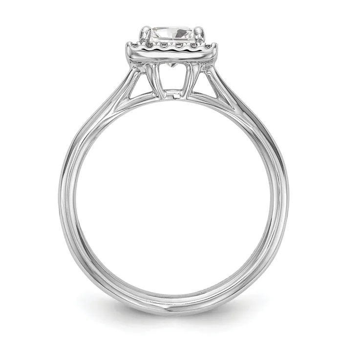 Rings 075ct CZ Solid Real 14K White Gold Princess Halo Split Shank Engagement Ring Goldia