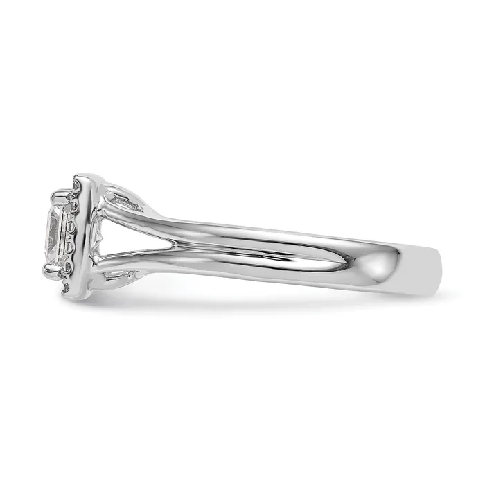 Rings 075ct CZ Solid Real 14K White Gold Princess Halo Split Shank Engagement Ring Goldia