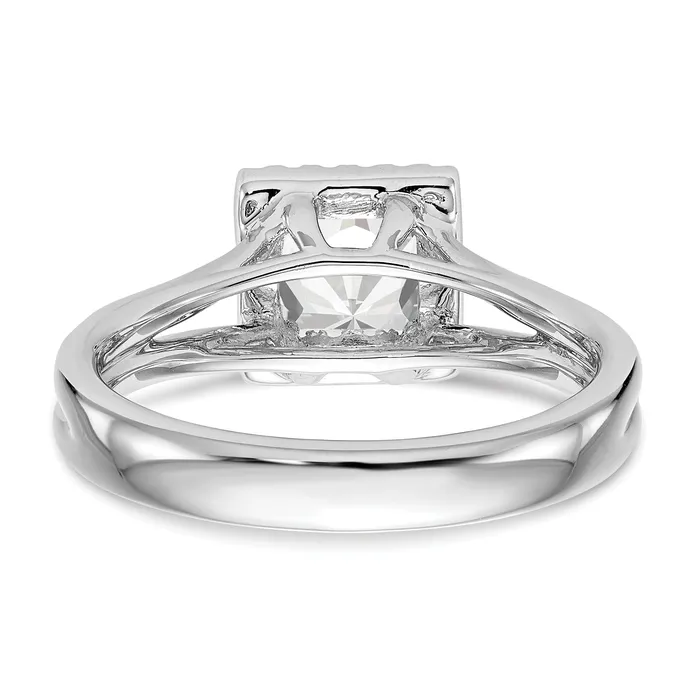 Rings 075ct CZ Solid Real 14K White Gold Princess Halo Split Shank Engagement Ring Goldia
