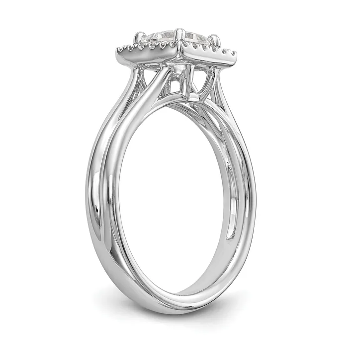 Rings 075ct CZ Solid Real 14K White Gold Princess Halo Split Shank Engagement Ring Goldia