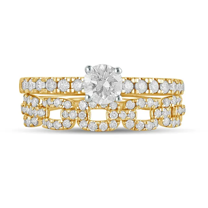 Rings 10 CT TW Natural Diamond Rolo Chain Link Bridal Engagement Ring Set in Solid 10K Yellow Gold Goldia Rings 10 CT TW Natural Diamond Rolo Chain Link Bridal Engagement Ring Set in Solid 10K Yellow Gold Goldia