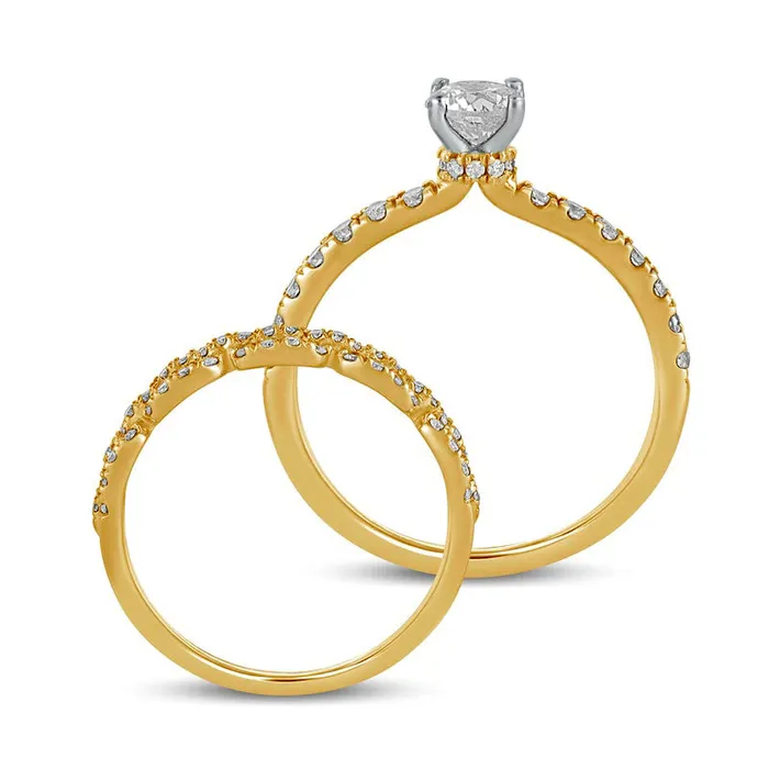 Rings 10 CT TW Natural Diamond Rolo Chain Link Bridal Engagement Ring Set in Solid 10K Yellow Gold Goldia Rings 10 CT TW Natural Diamond Rolo Chain Link Bridal Engagement Ring Set in Solid 10K Yellow Gold Goldia