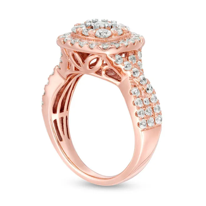 Rings 163 CT TW Natural Diamond Double Cushion Frame Twist Shank Engagement Ring in Solid 10K Rose Gold Goldia Rings 163 CT TW Natural Diamond Double Cushion Frame Twist Shank Engagement Ring in Solid 10K Rose Gold Goldia